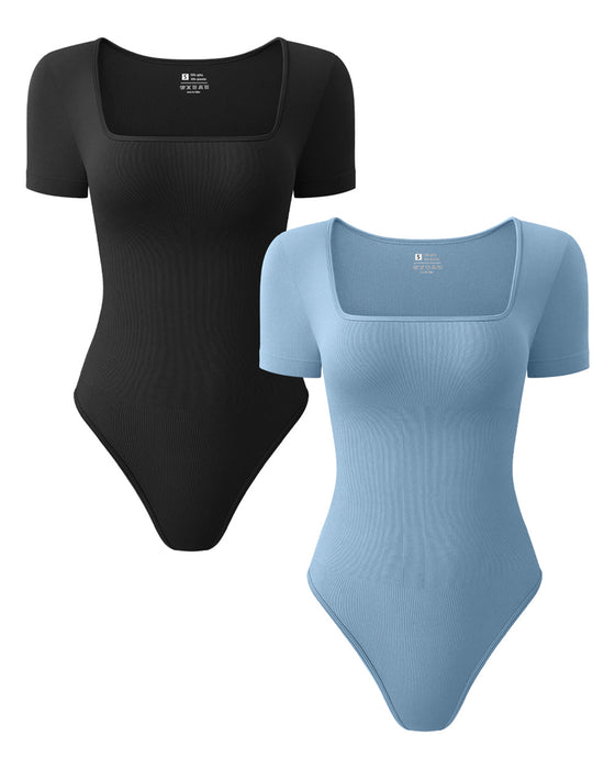 Square Neck Short Sleeve Bodysuits