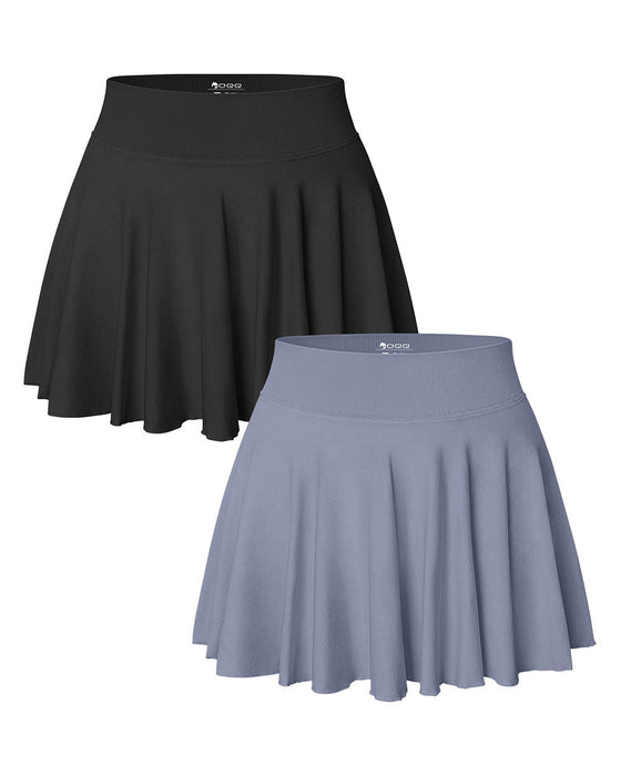 2 in 1 Basic Flared Mini Skirts