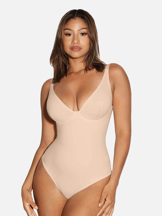 V Neck Control Thong Bodysuit