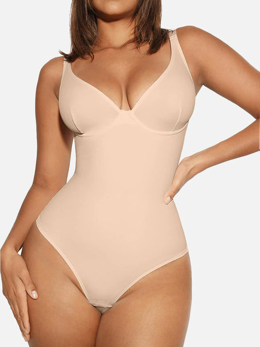 V Neck Control Thong Bodysuit