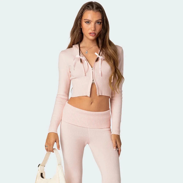 Fleur - Zip Up Hoodie, Low Rise Pant Set