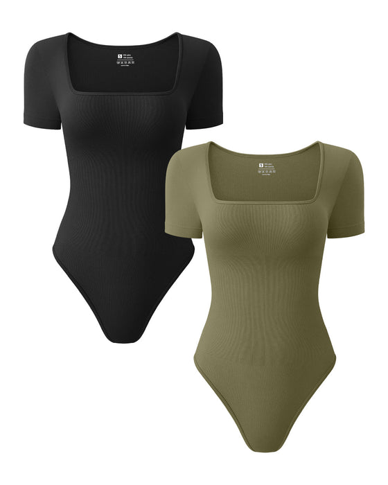 Square Neck Short Sleeve Bodysuits