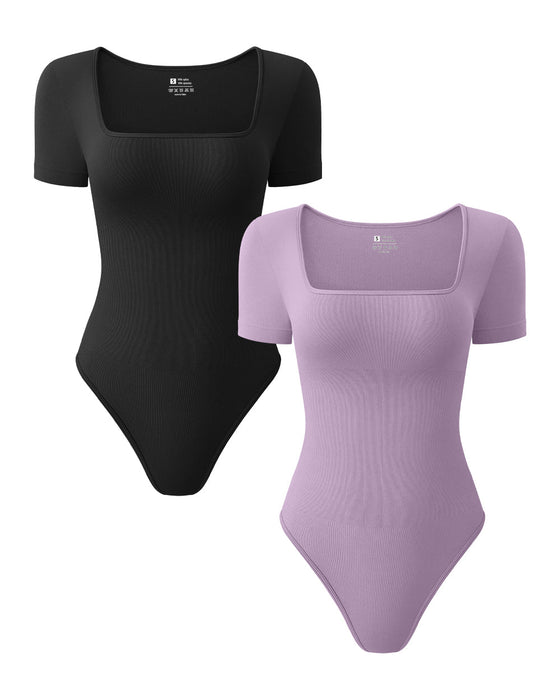 Square Neck Short Sleeve Bodysuits